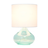 Simple Designs Glass Raindrop Table Lamp with Fabric Shade, Aqua with White Shade LT2063-AOW